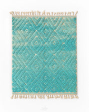 Turquoise Beni Ourain Rug 3 X 5 Ft | 90 X 150 Cm / With Tassels / Short (0.4” / 1 cm)