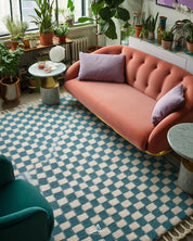 Turquoise Checkered Rug