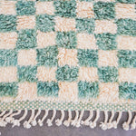 Turquoise Checkered Runner - Berber Handicraft