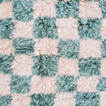 Turquoise Checkered Runner - Berber Handicraft