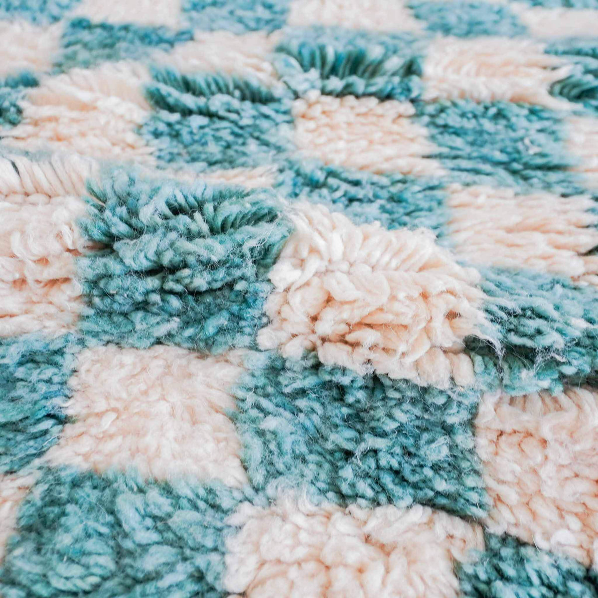 Turquoise Checkered Runner - Berber Handicraft