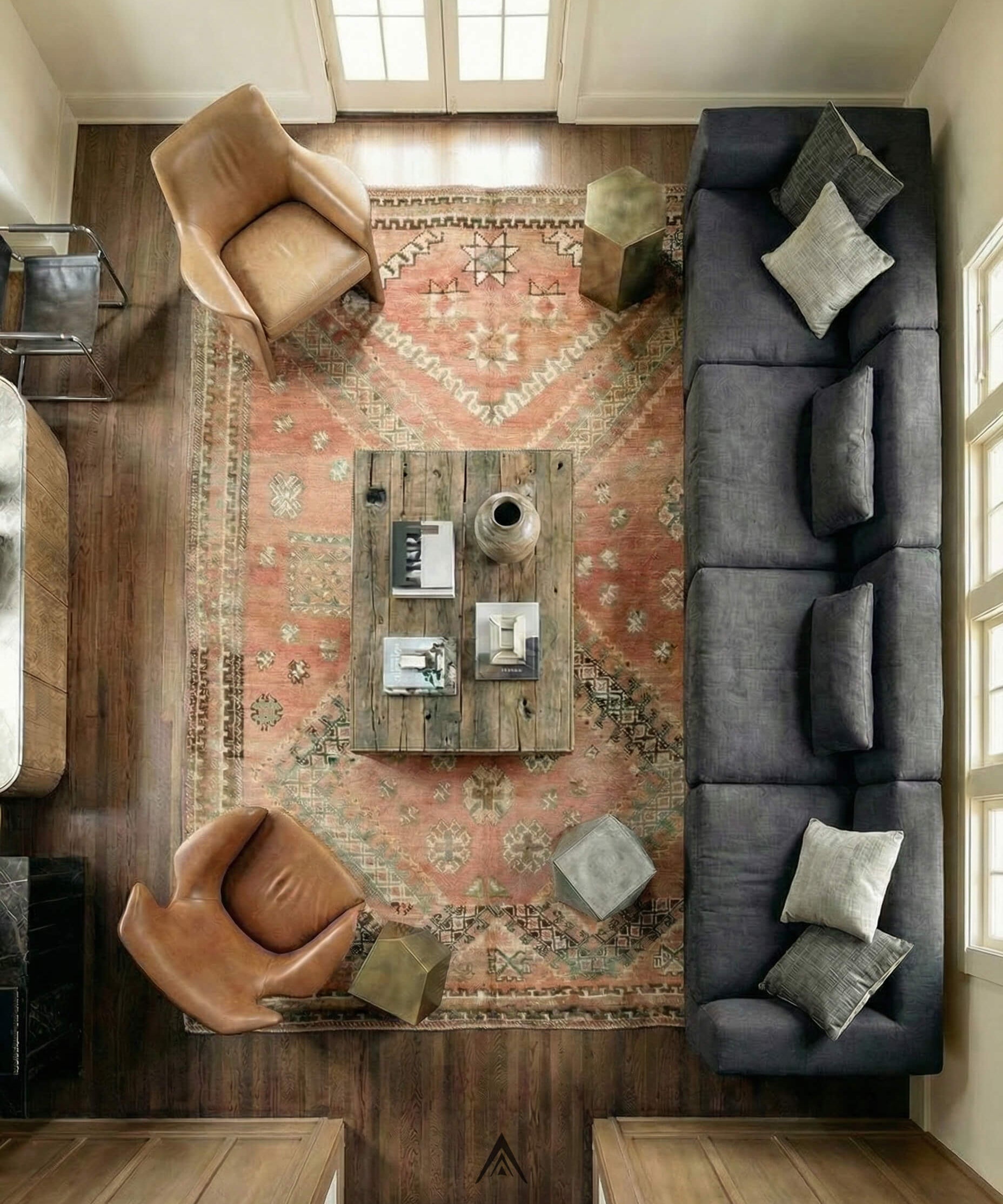 Vintage Aged Carpet 5.4x8.5 ft — 165x260 cm-Berber Handicraft