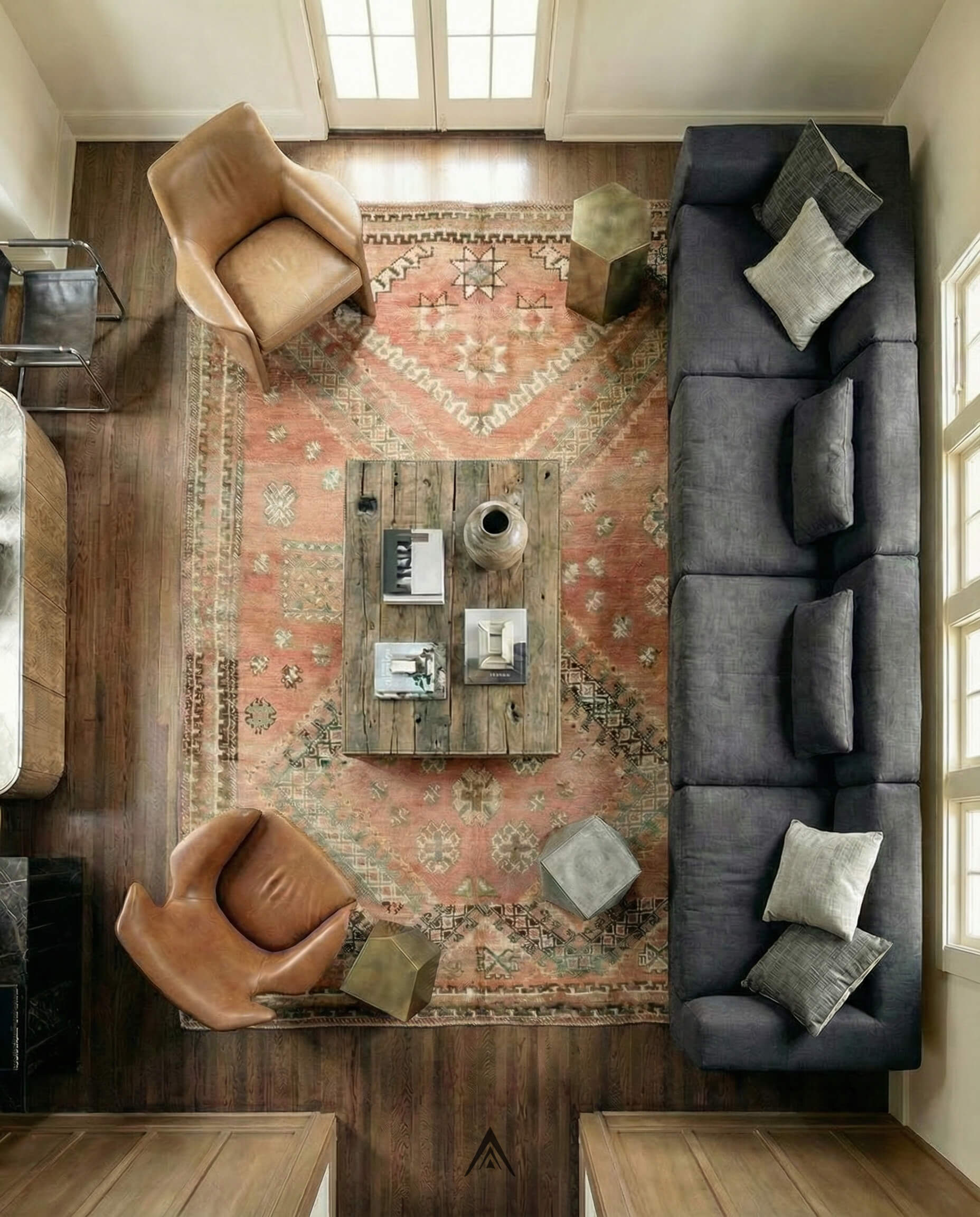 Vintage Aged Carpet 5.4x8.5 ft — 165x260 cm-Berber Handicraft