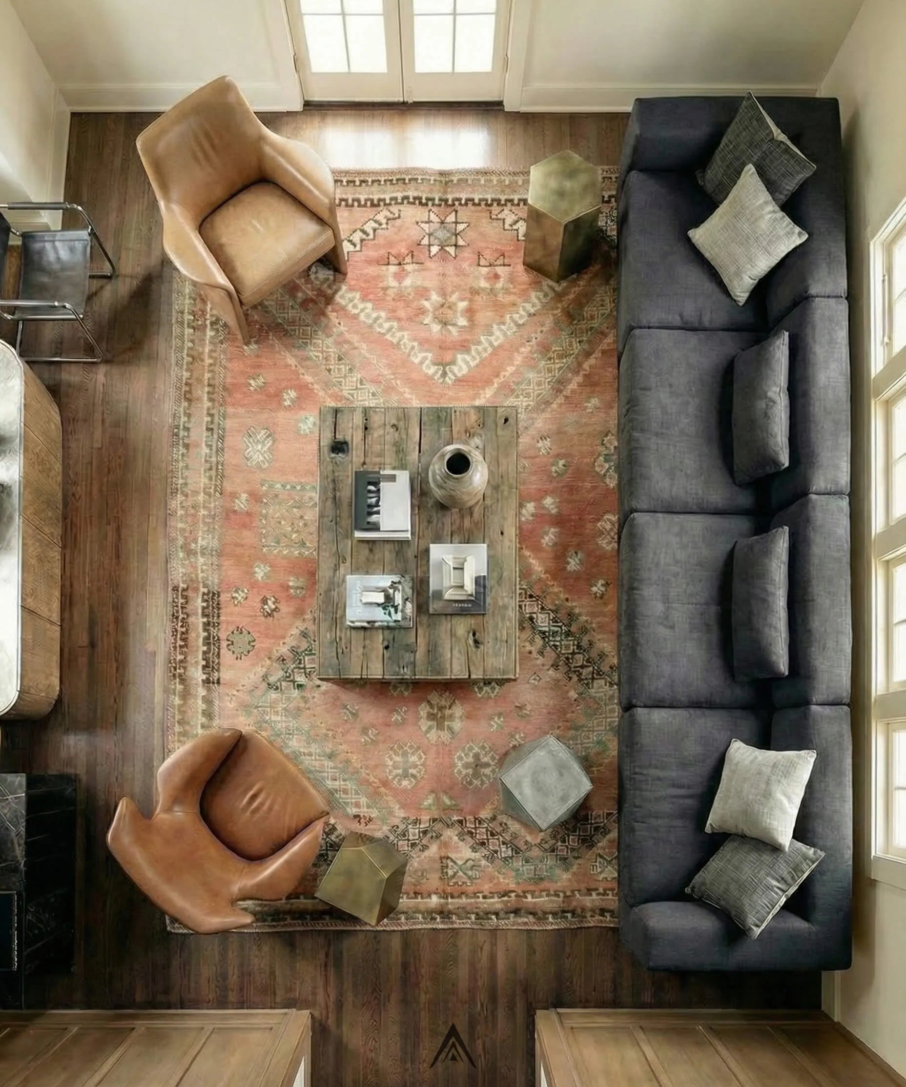 Vintage Aged Carpet 5.4x8.5 ft — 165x260 cm-Berber Handicraft