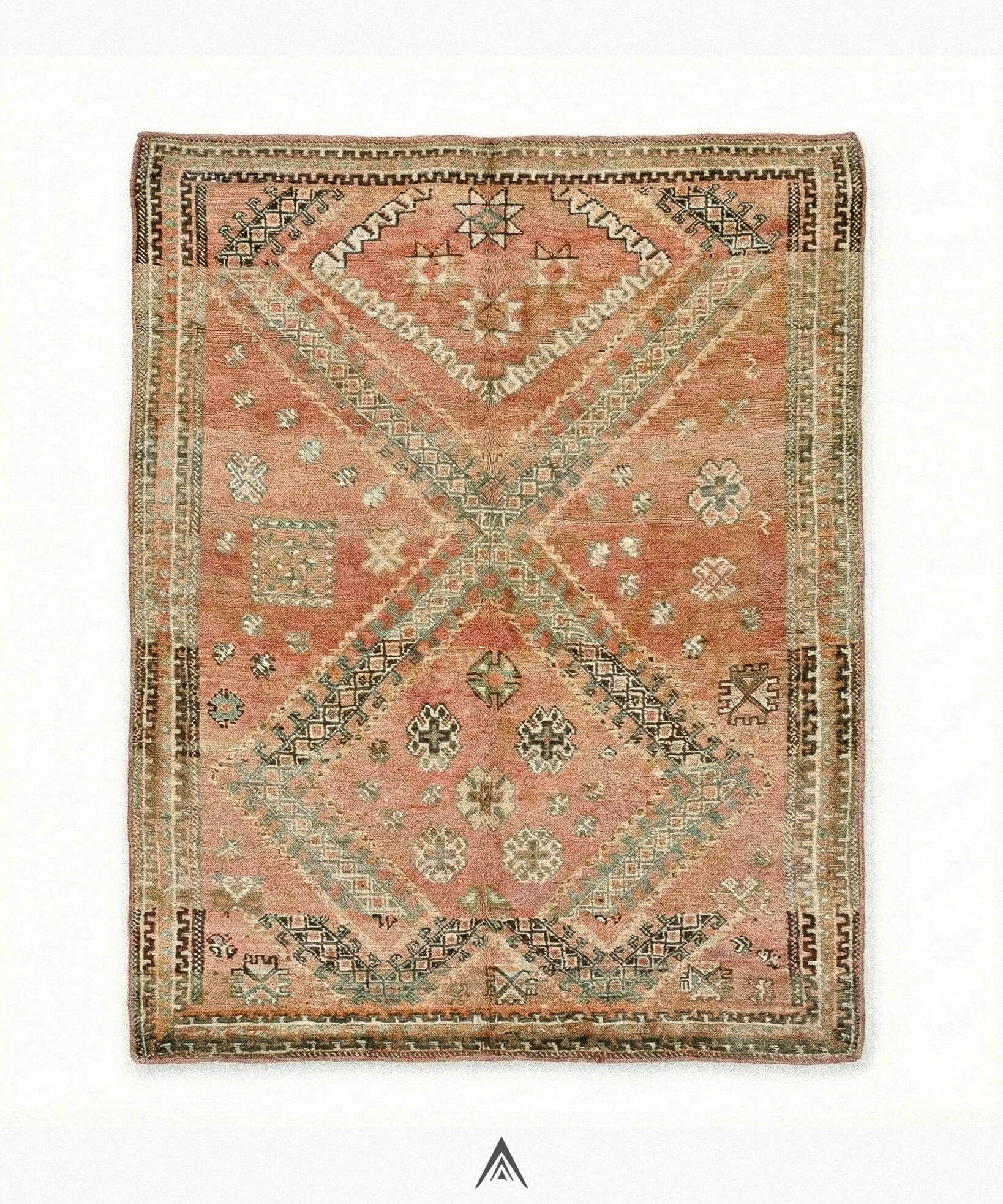 Vintage Aged Carpet 5.4x8.5 ft — 165x260 cm-Berber Handicraft