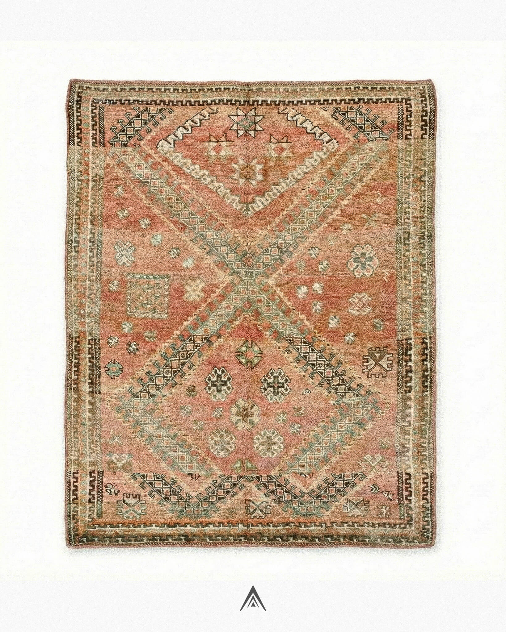 Vintage Aged Carpet 5.4x8.5 ft — 165x260 cm-Berber Handicraft
