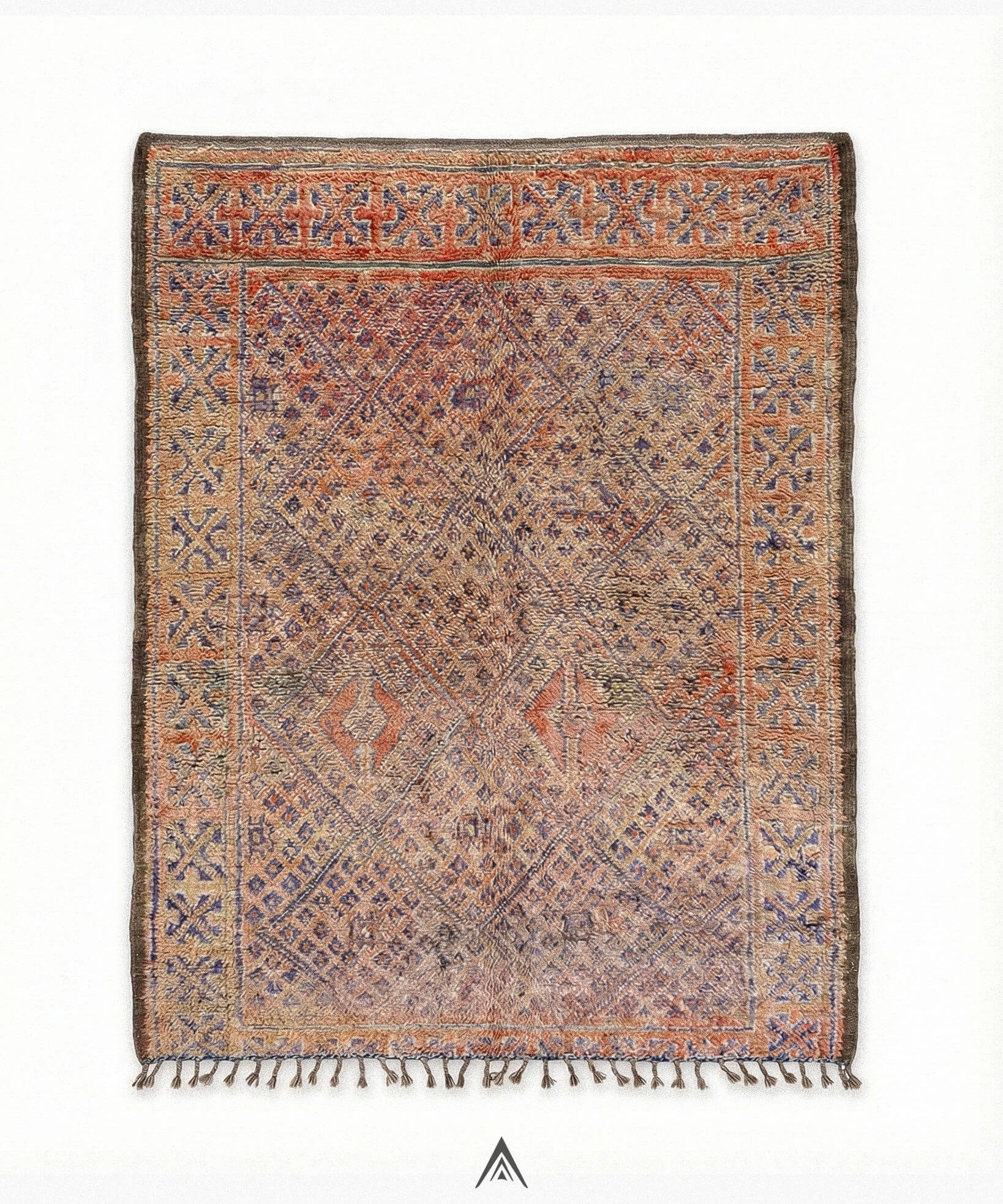 Vintage Faded Carpet 6.2x8.7 ft — 190x265 cm-Berber Handicraft