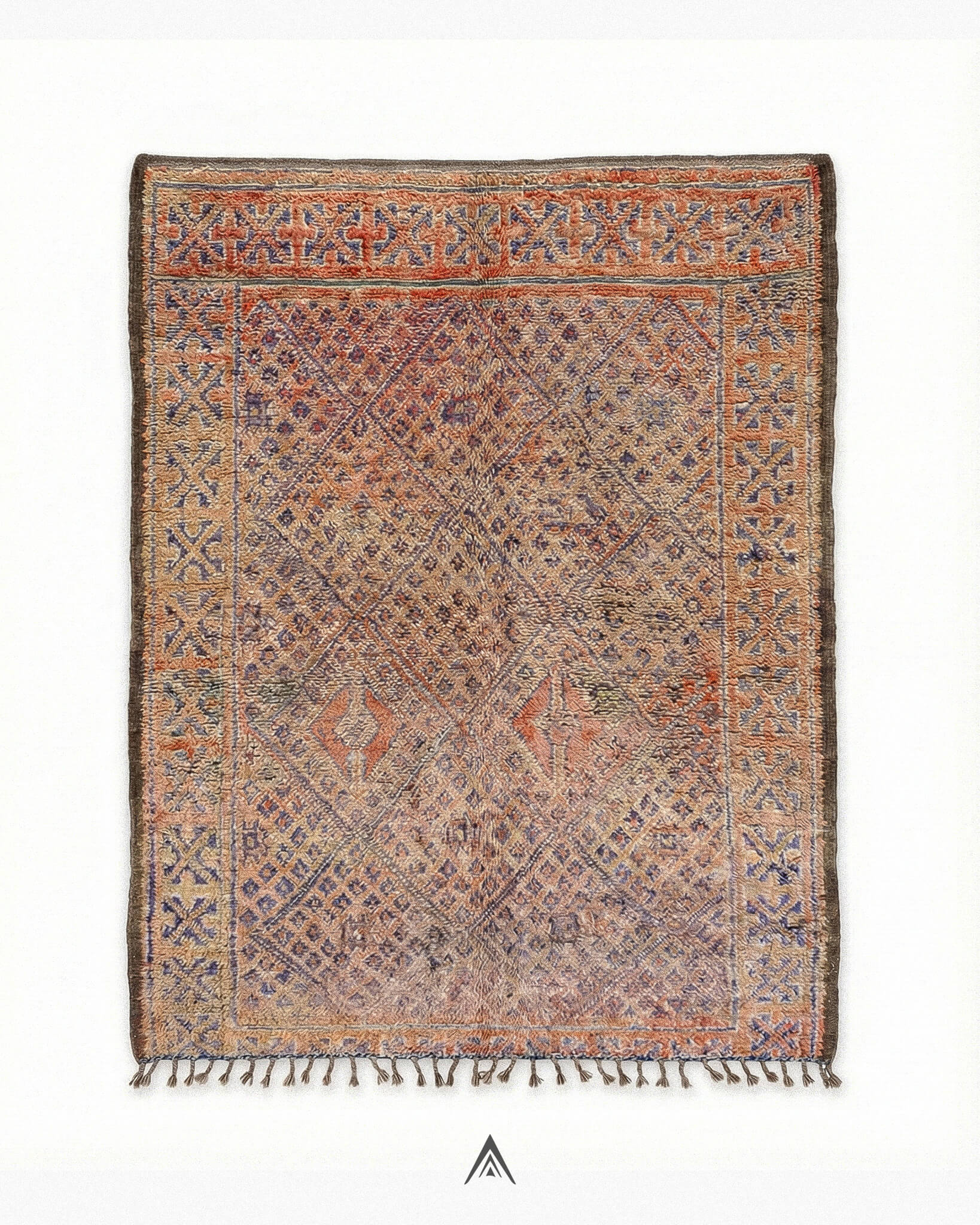Vintage Faded Carpet 6.2x8.7 ft — 190x265 cm-Berber Handicraft