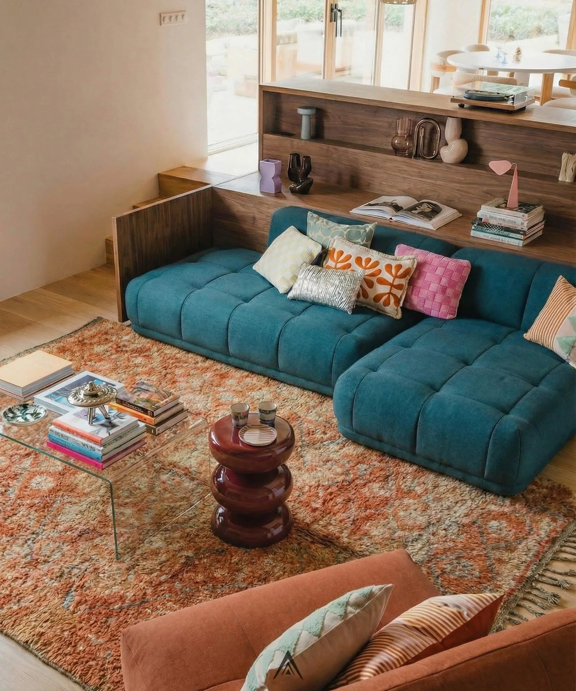 Vintage Geometric Carpet 6.2x11.5 ft — 190x350 cm-Berber Handicraft