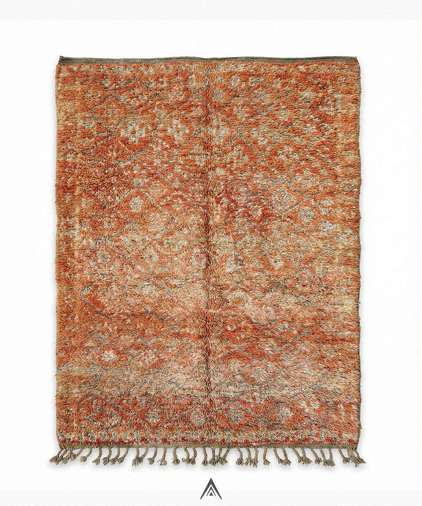 Vintage Geometric Carpet 6.2x11.5 ft — 190x350 cm-Berber Handicraft