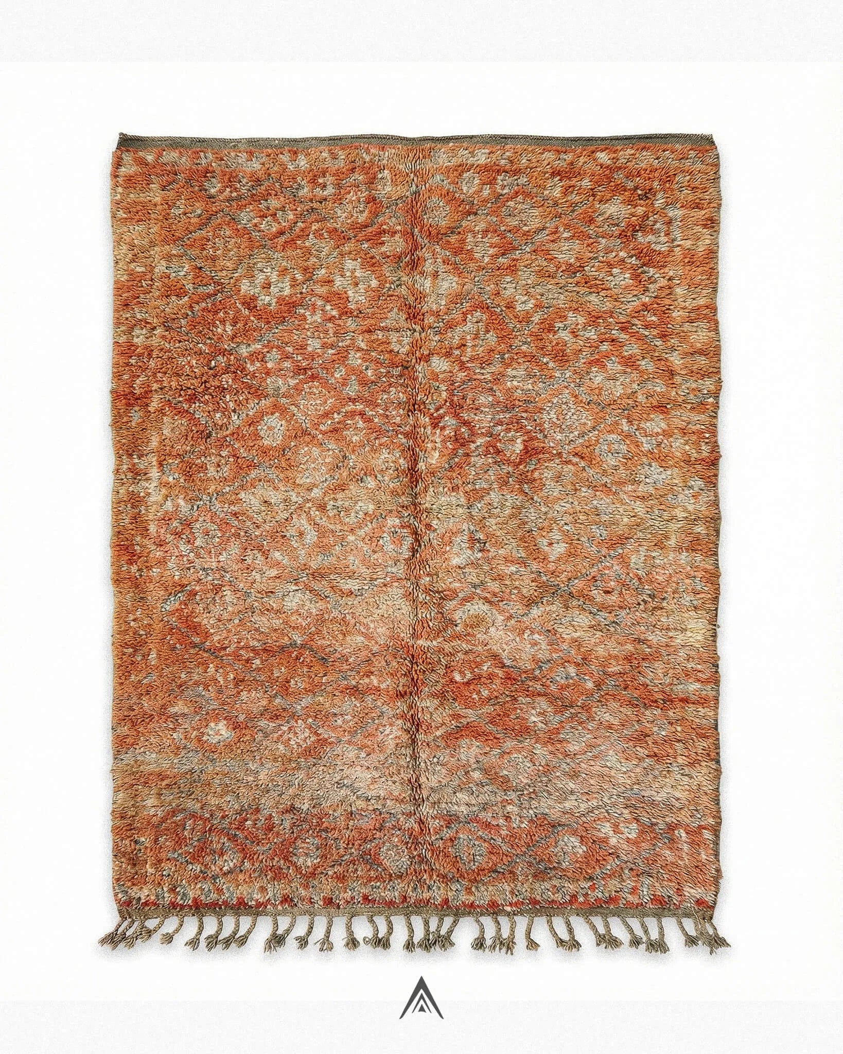 Vintage Geometric Carpet 6.2x11.5 ft — 190x350 cm-Berber Handicraft