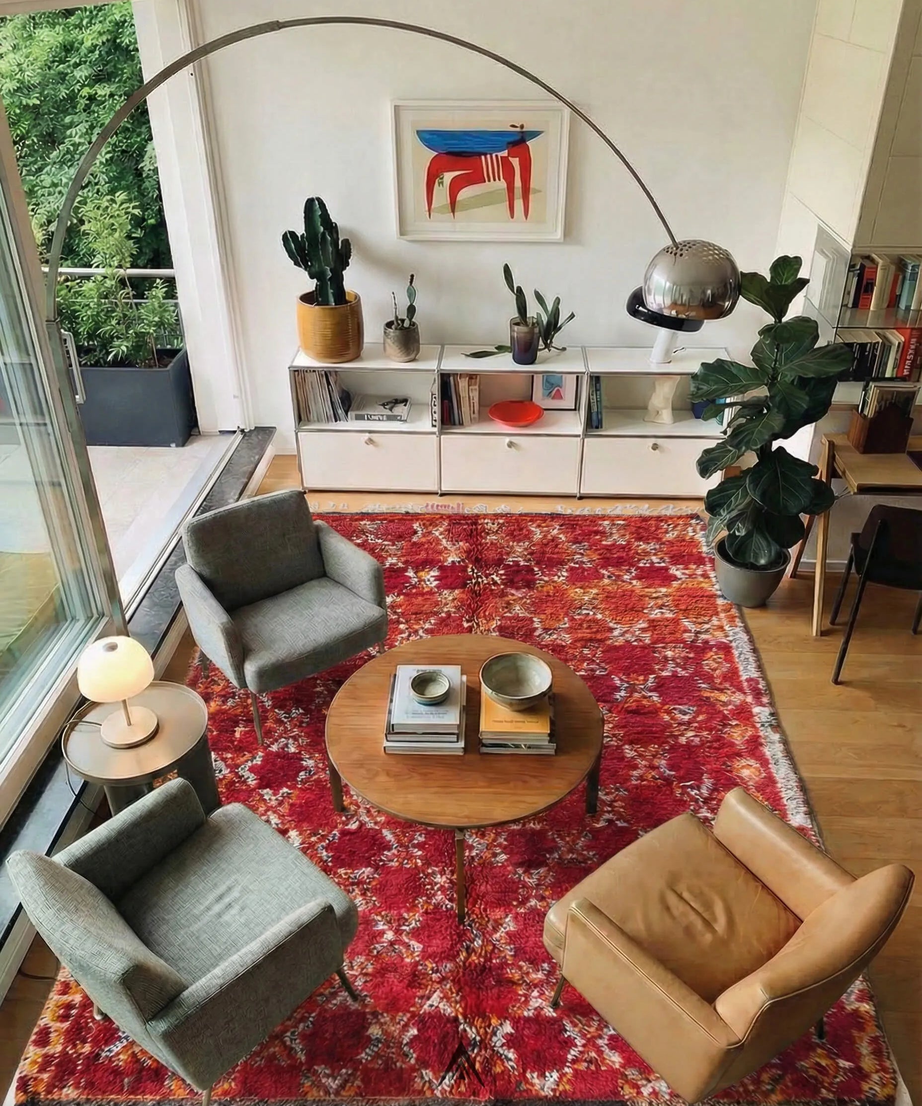 Vintage Grid Carpet 6.5x11.3 ft — 200x345 cm-Berber Handicraft