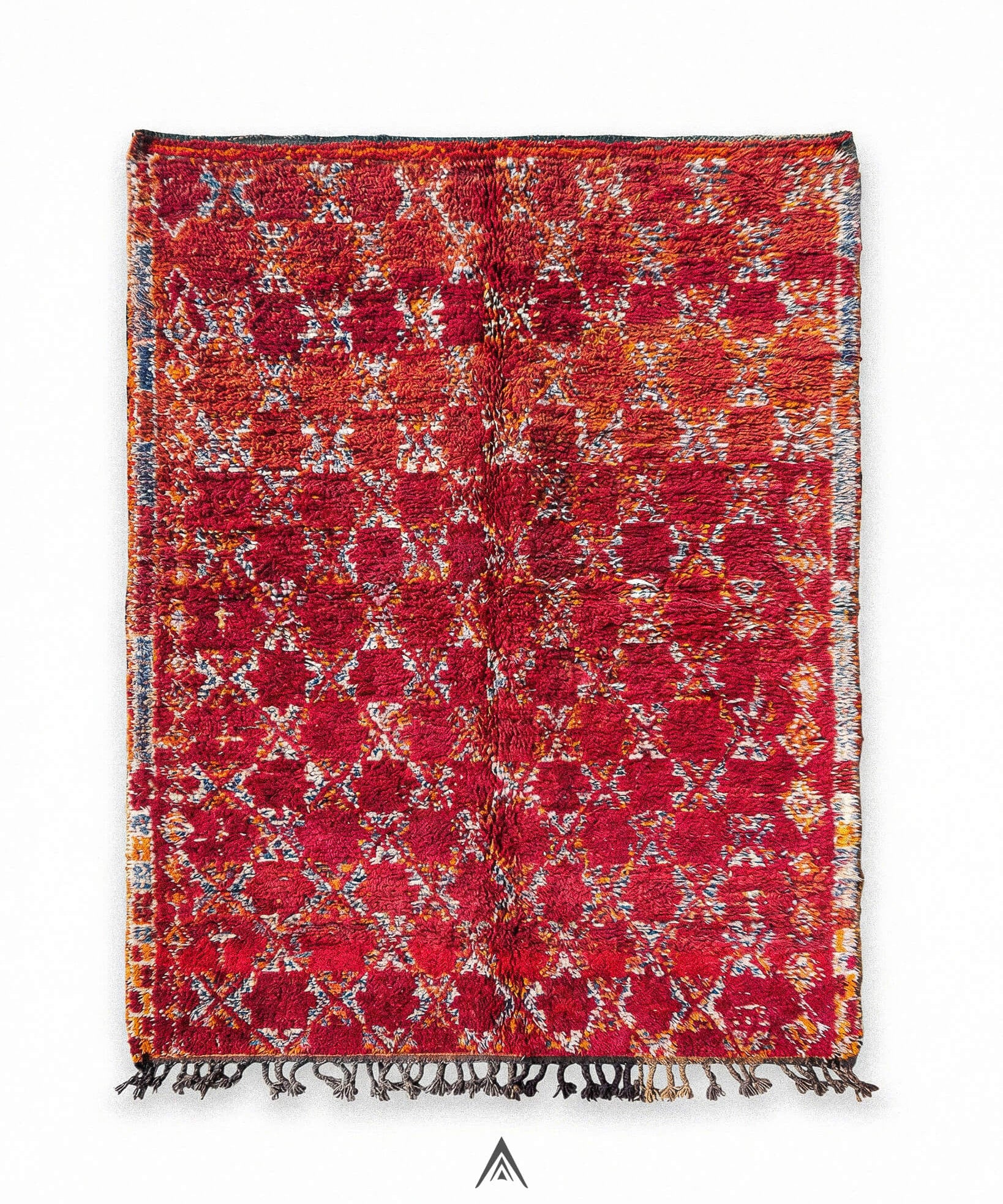 Vintage Grid Carpet 6.5x11.3 ft — 200x345 cm-Berber Handicraft