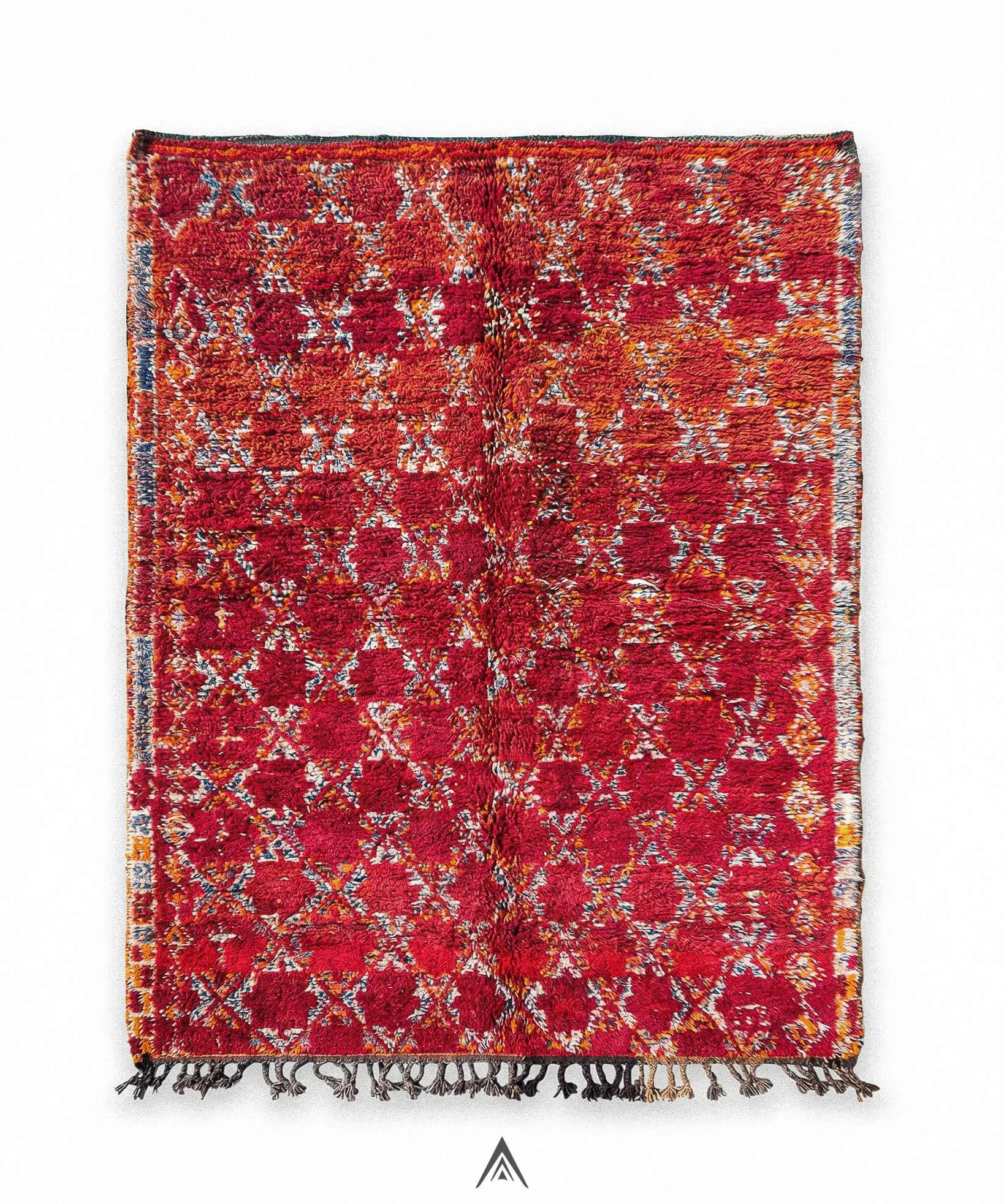 Vintage Grid Carpet 6.5x11.3 ft — 200x345 cm-Berber Handicraft