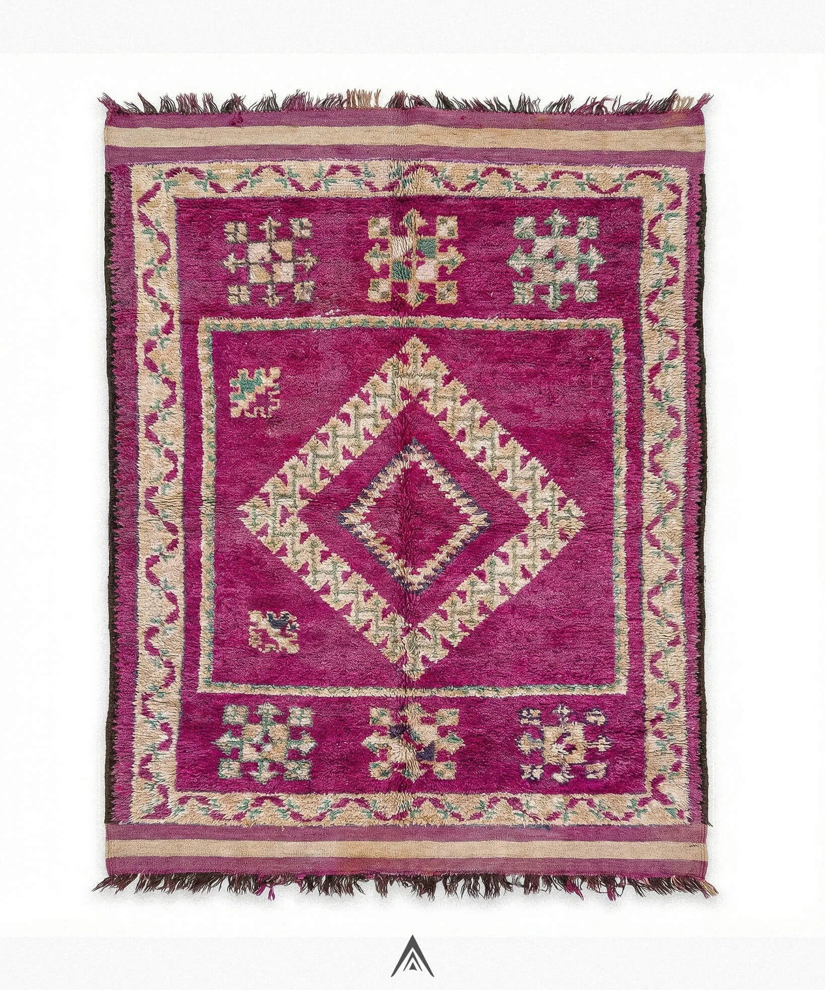 Vintage Handcrafted Rug 6.2x12 ft — 190x370 cm-Berber Handicraft