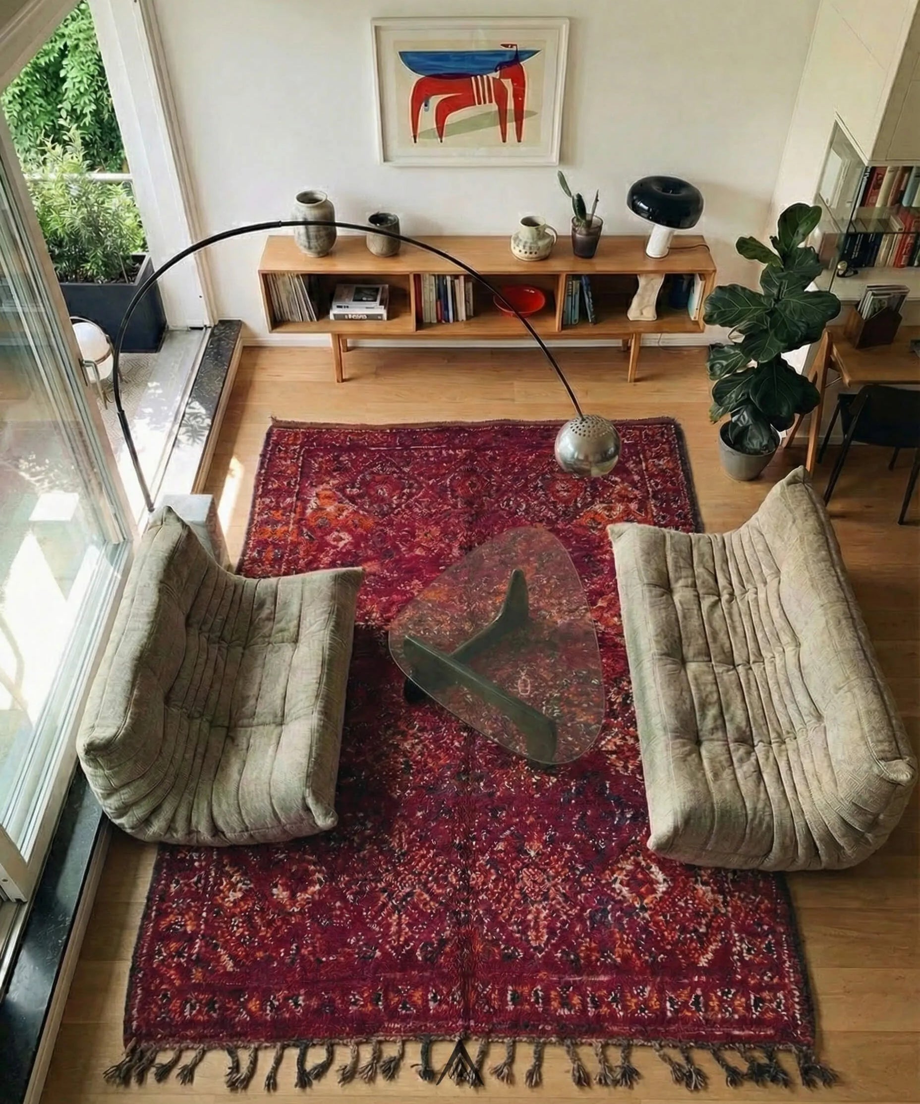 Vintage Handmade Carpet 6.7x13 ft — 205x400 cm-Berber Handicraft