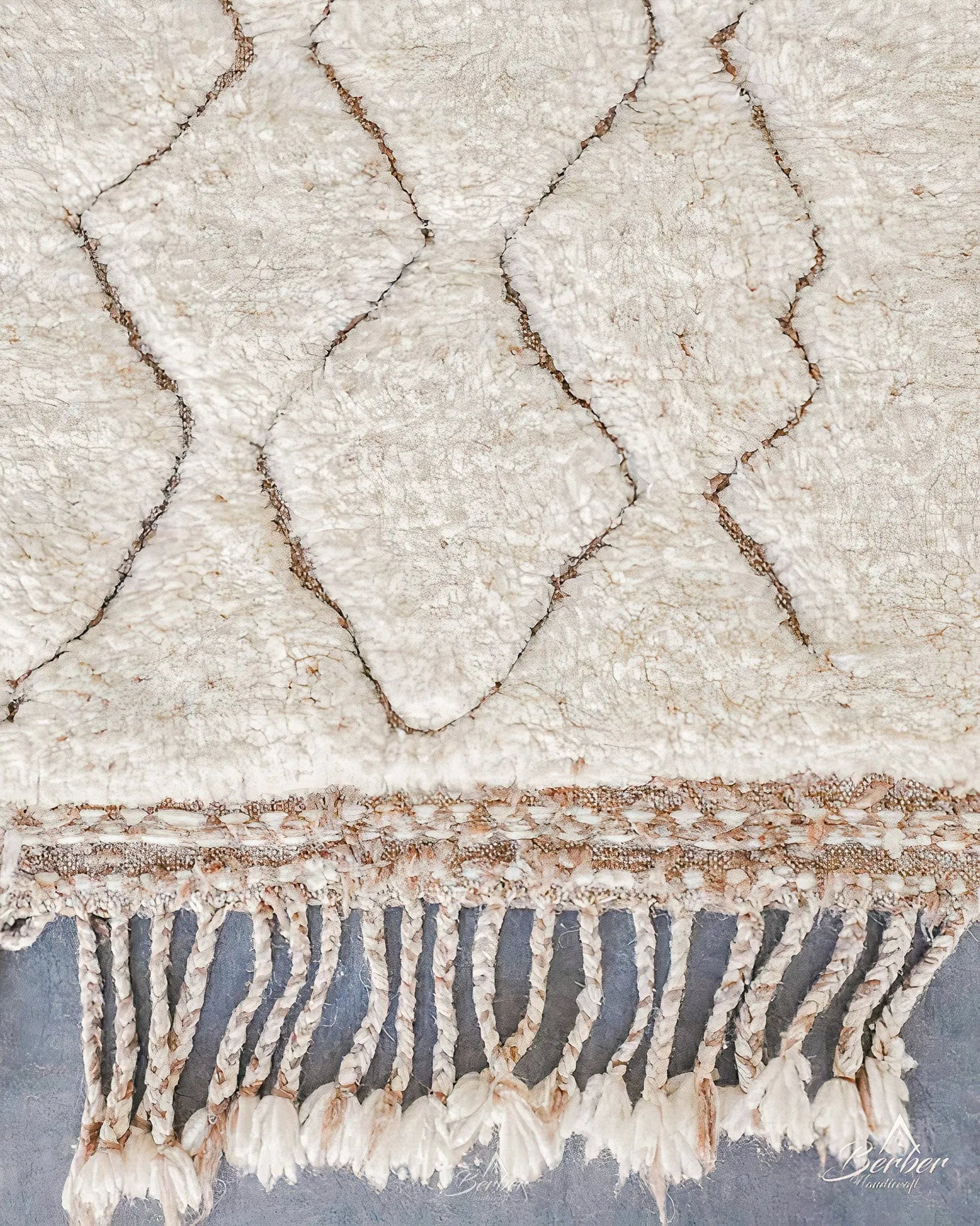 Vintage Treillis Rug 3 X 5 Ft | 90 X 150 Cm / With Tassels / Short (0.4” / 1 cm)