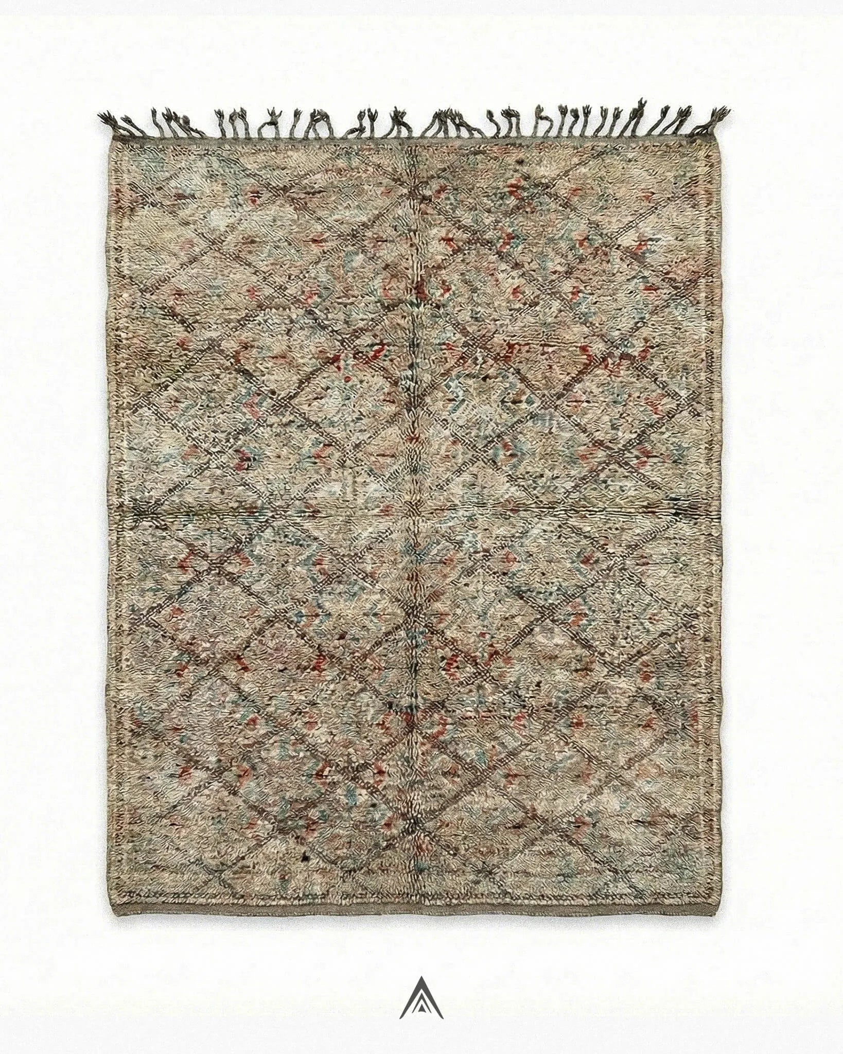 Vintage Trellis Rug 6.2x12 ft — 190x365 cm-Berber Handicraft
