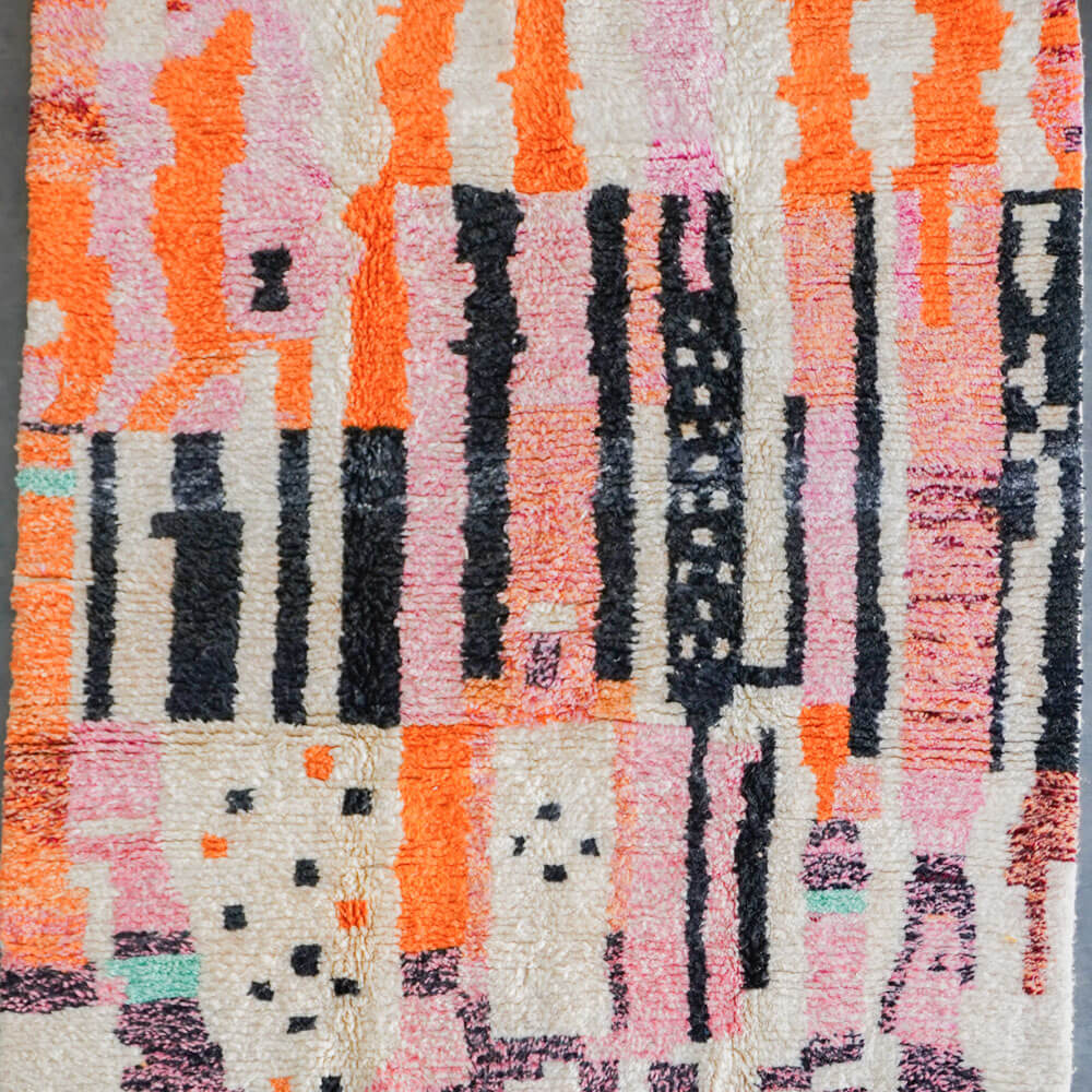 Orange pink Moroccan Boujaad rug