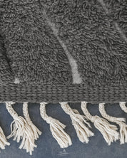 White Blue Moroccan Rug 3 X 5 Ft | 90 X 150 Cm / With Tassels / Short (0.4” / 1 cm)