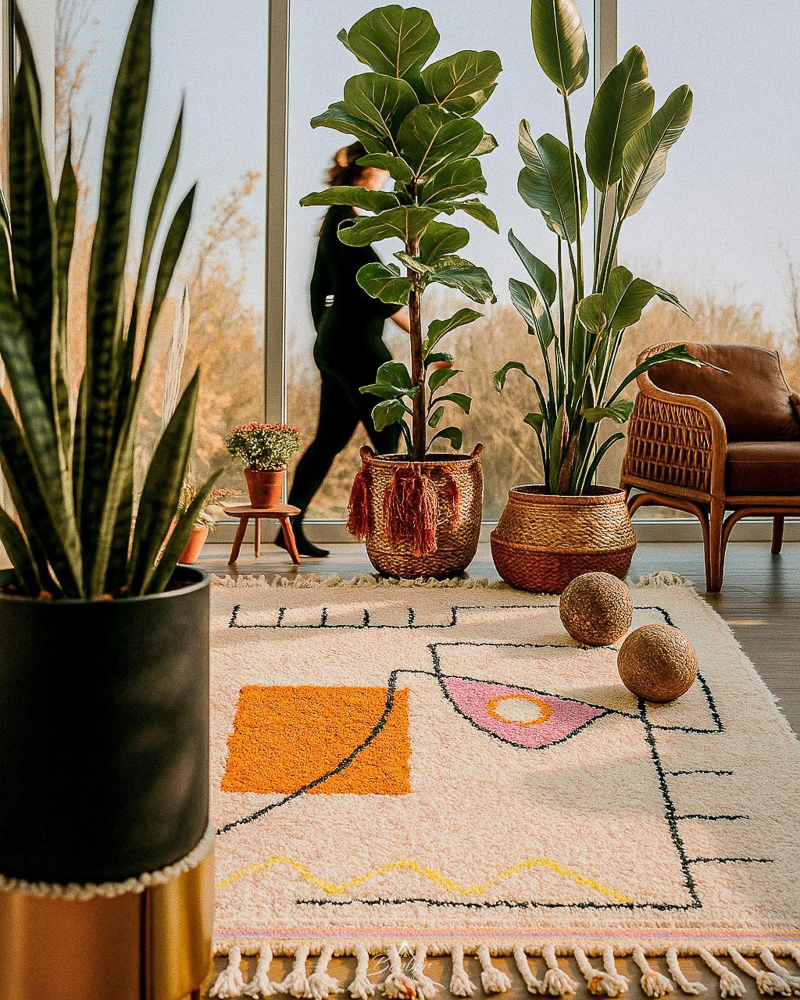 White Boho Rug 3 X 5 Ft | 90 X 150 Cm / With Tassels / Short (0.4” / 1 cm)