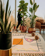 White Boho Rug 3 X 5 Ft | 90 X 150 Cm / With Tassels / Short (0.4” / 1 cm)