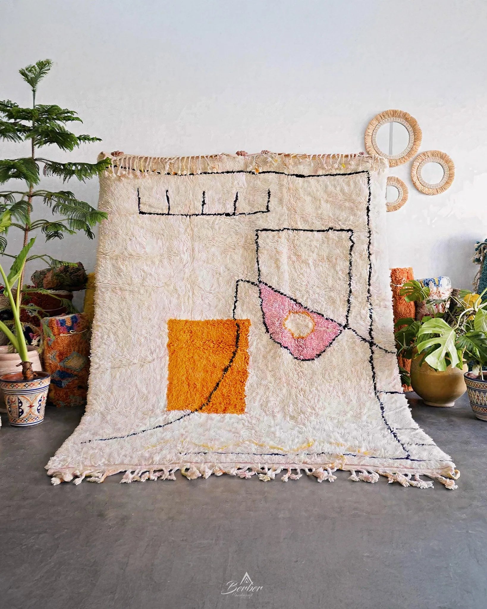 White Boho Rug 3 X 5 Ft | 90 X 150 Cm / With Tassels / Short (0.4” / 1 cm)