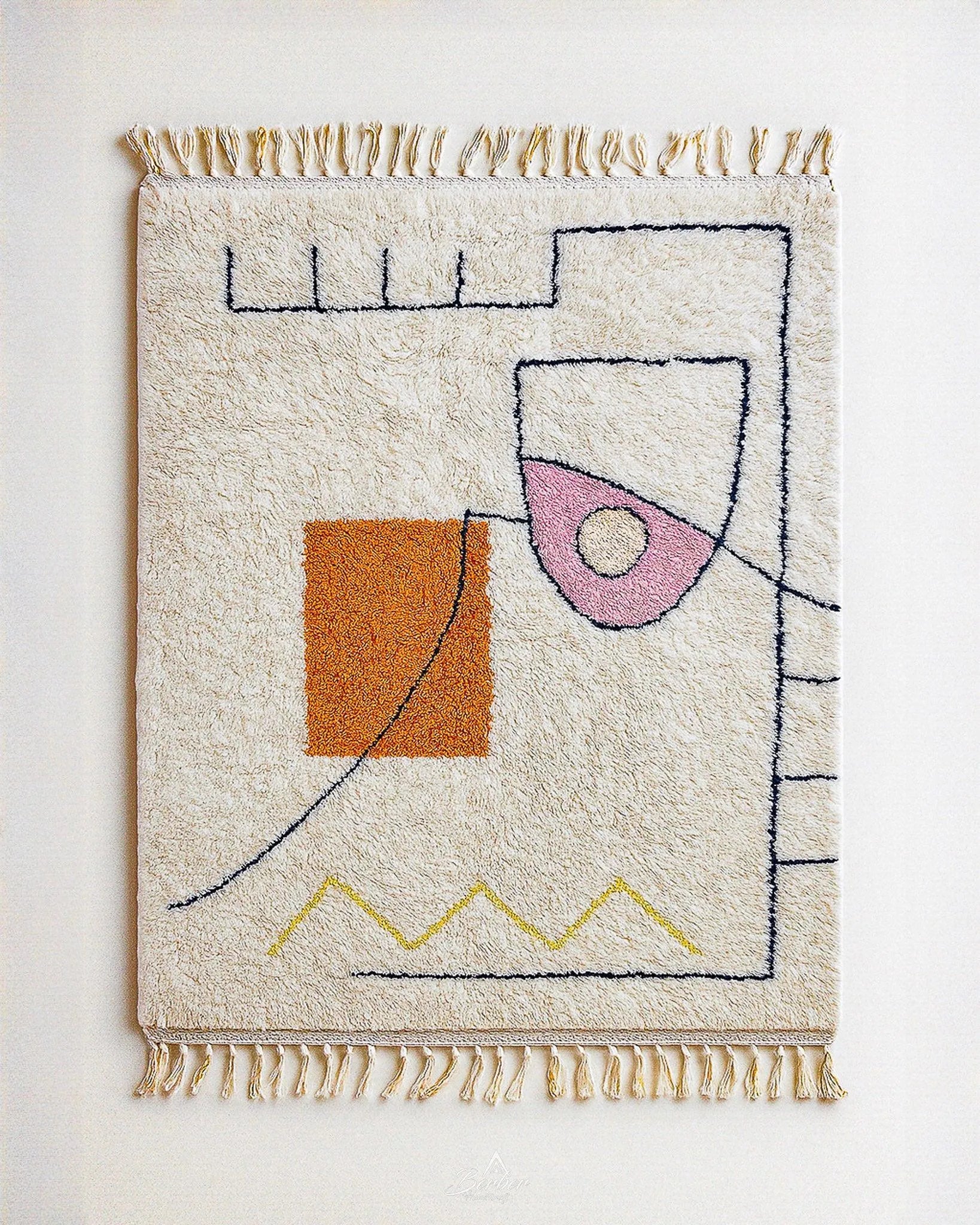 White Boho Rug 3 X 5 Ft | 90 X 150 Cm / With Tassels / Short (0.4” / 1 cm)