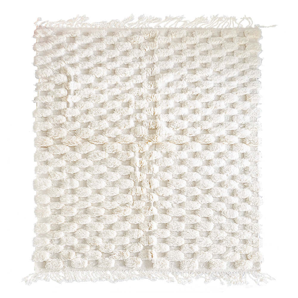 Off White Checkered Rug - Berber Handicraft