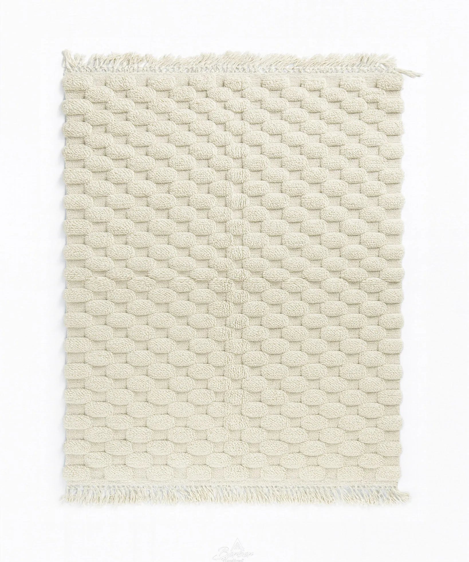 Off White Checkered Rug-Berber Handicraft