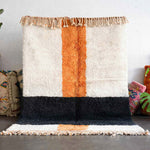 White Orange Moroccan Rug - Berber Handicraft