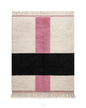 White Pink Moroccan Rug 3 X 5 Ft | 90 X 150 Cm / With Tassels / Short (0.4” / 1 cm)