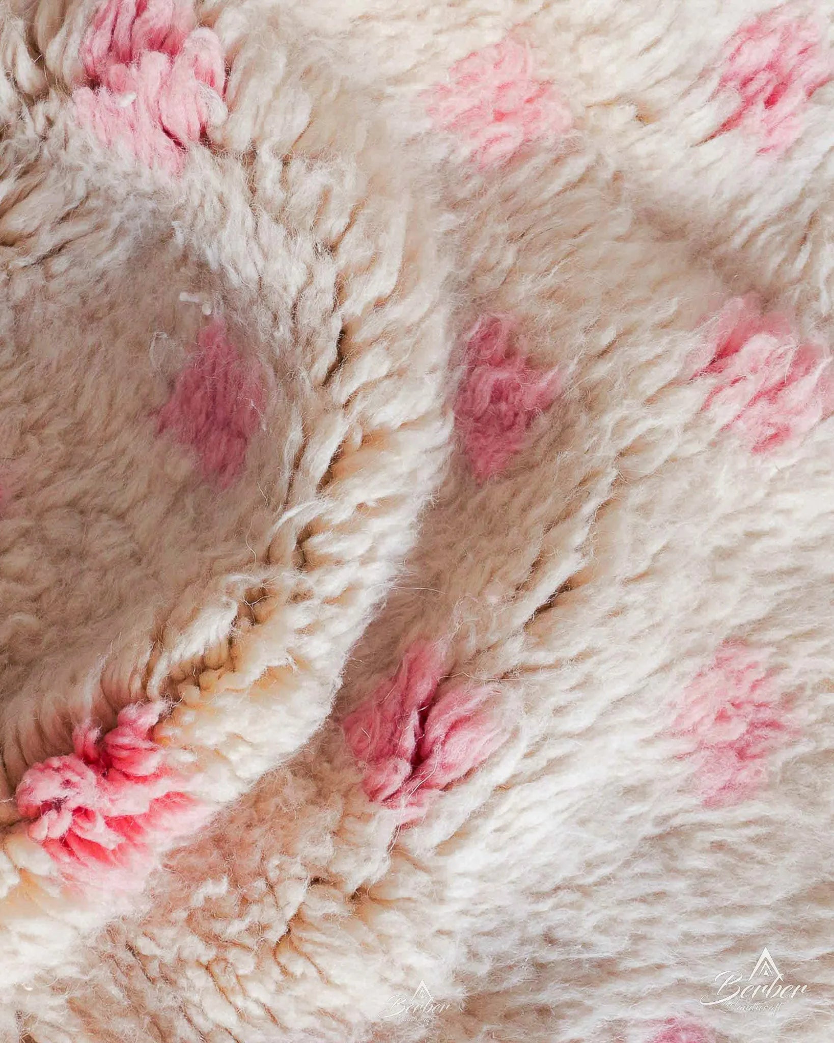 White Pink Rug 3 X 5 Ft | 90 X 150 Cm / With Tassels / Short (0.4” / 1 cm)