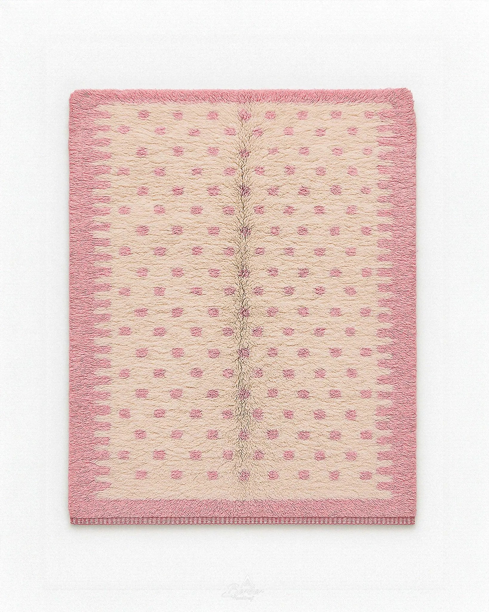 White Pink Rug 3 X 5 Ft | 90 X 150 Cm / With Tassels / Short (0.4” / 1 cm)
