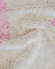 White Pink Wool Rug 3 X 5 Ft | 90 X 150 Cm / With Tassels / Short (0.4” / 1 cm)