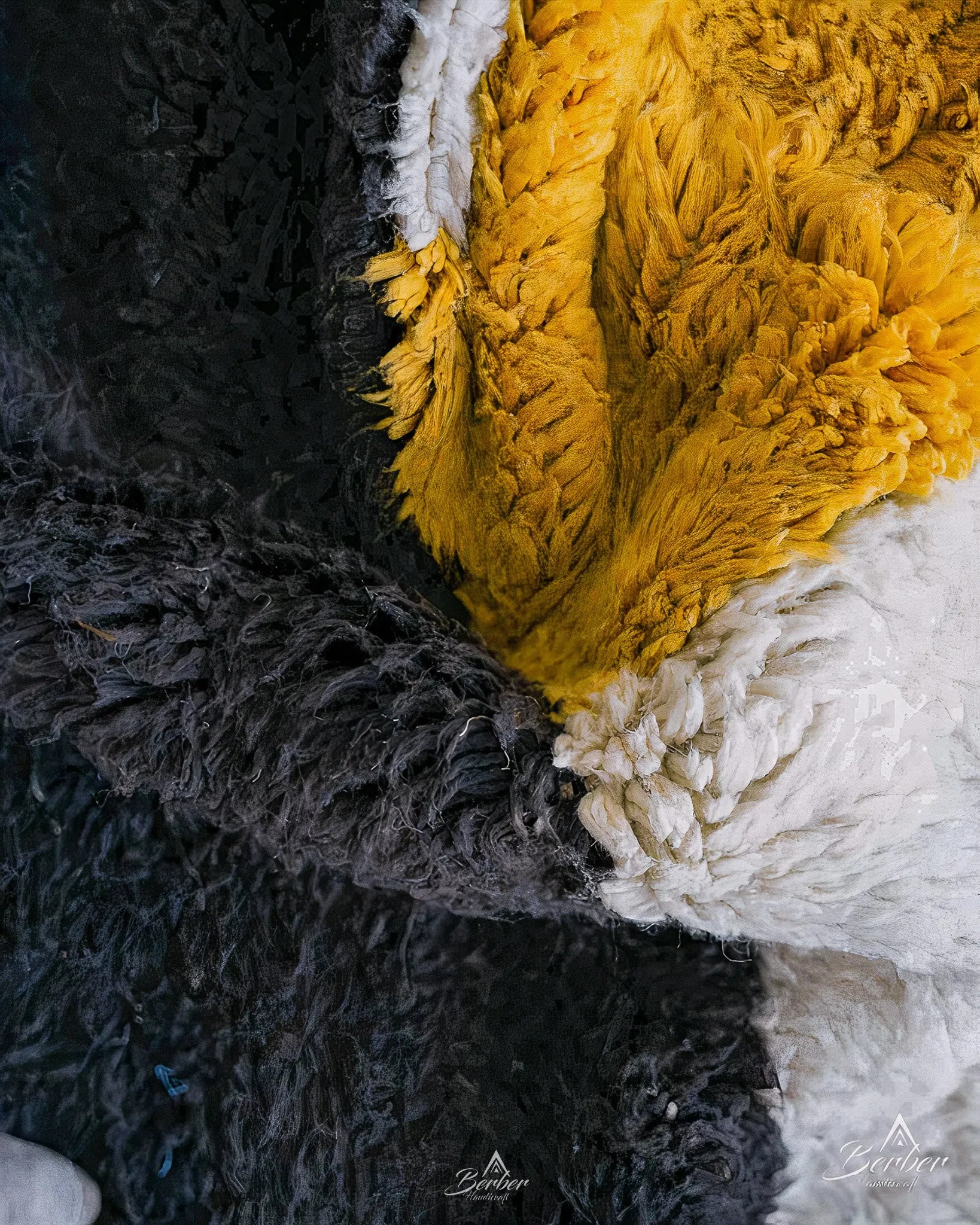White Yellow Moroccan Rug 3 X 5 Ft | 90 X 150 Cm / With Tassels / Short (0.4” / 1 cm)