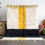 White Yellow Moroccan Rug - Berber Handicraft