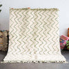 White and Green Zigzag Rug - Berber Handicraft