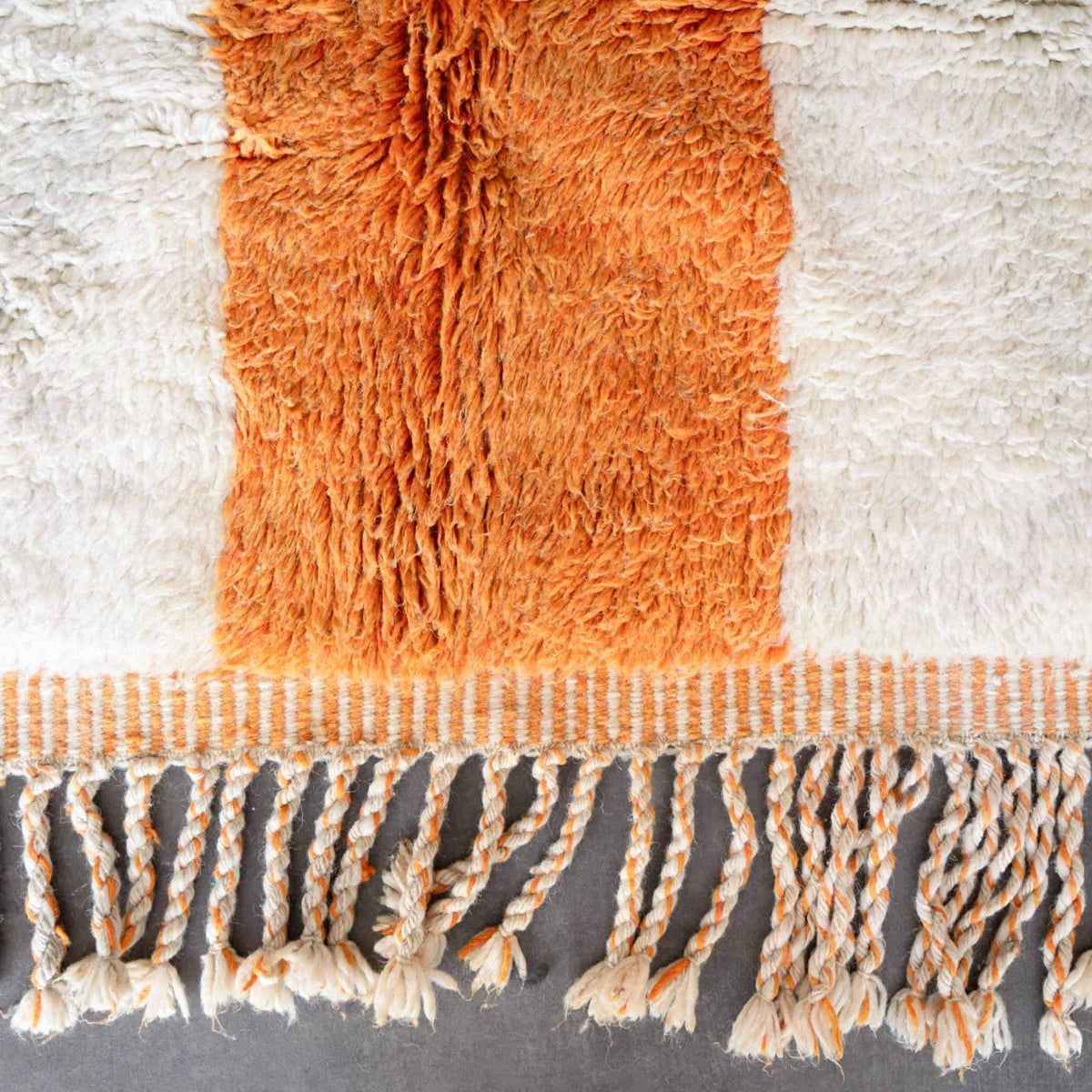 White Orange Moroccan Rug - Berber Handicraft