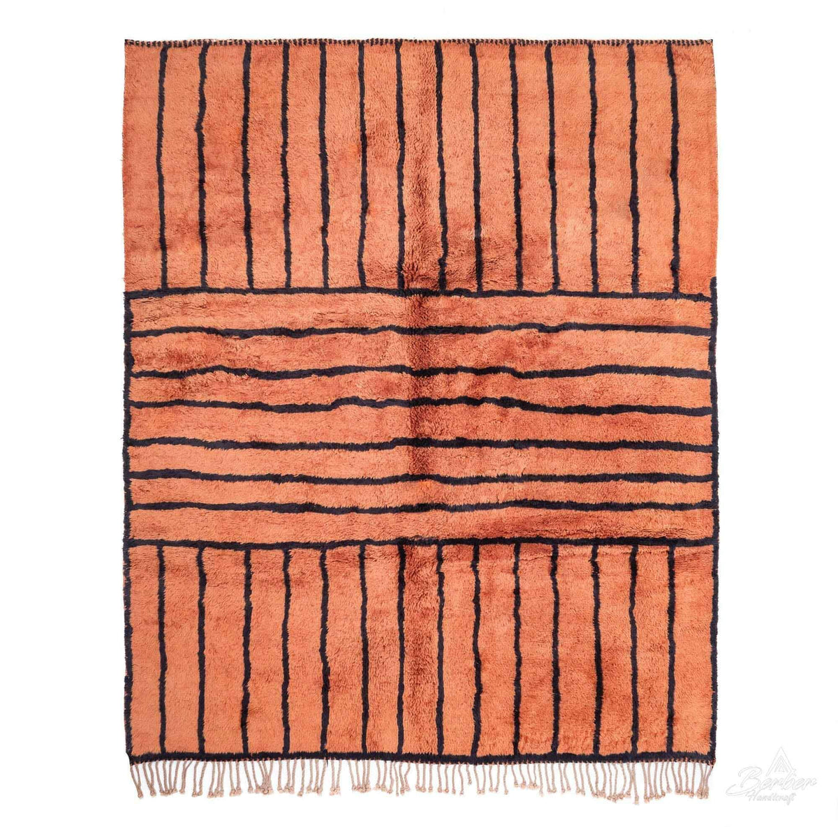 Orange and Black Berber Rug - Berber Handicraft