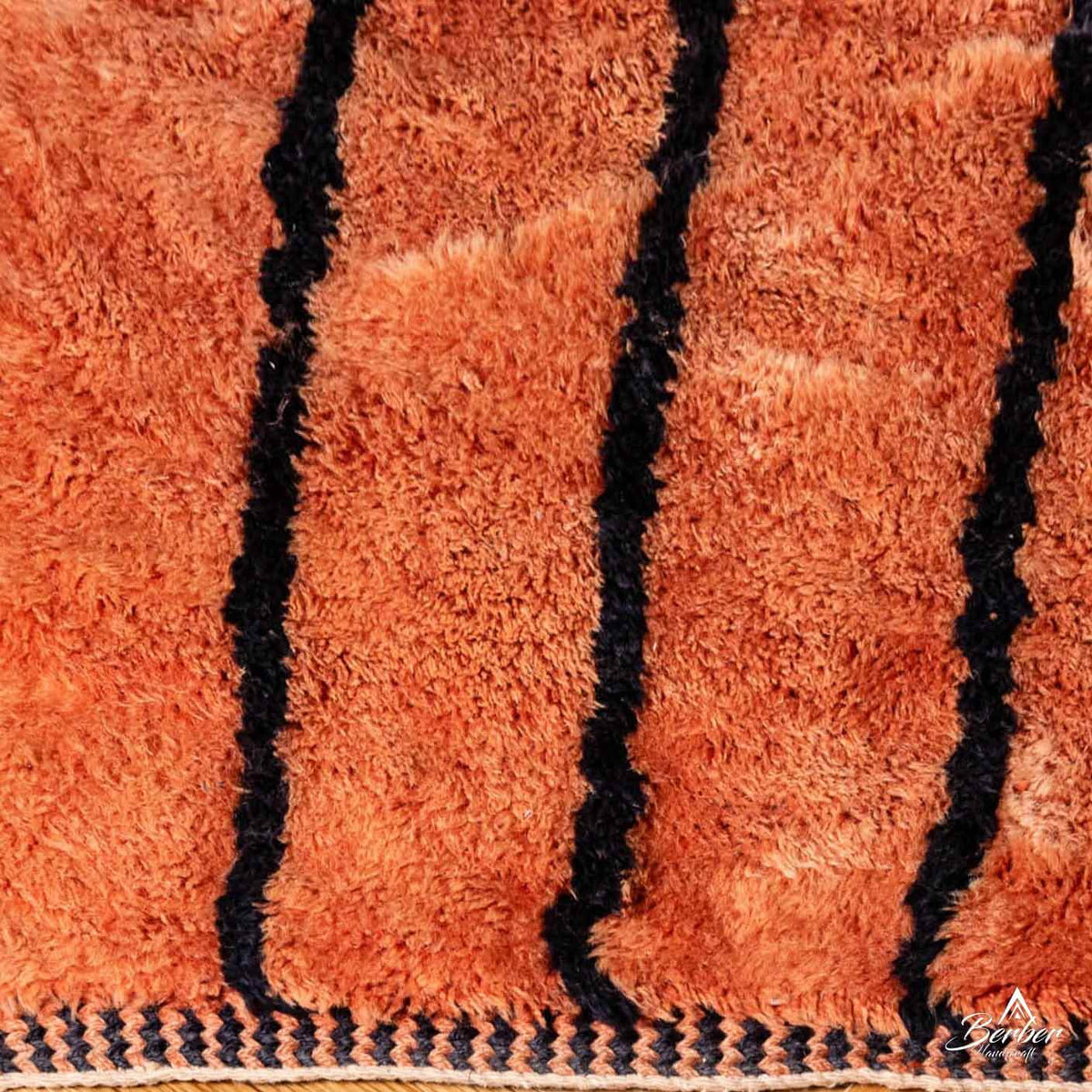 Orange and Black Berber Rug - Berber Handicraft