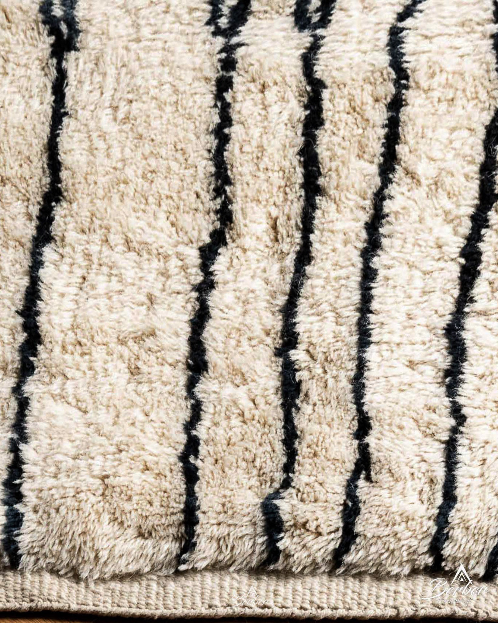 Black and White Striped Moroccan Rug 3 X 5 Ft | 90 X 150 Cm / With Tassels / Short (0.4” / 1 cm)