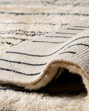 Black and White Striped Moroccan Rug 3 X 5 Ft | 90 X 150 Cm / With Tassels / Short (0.4” / 1 cm)