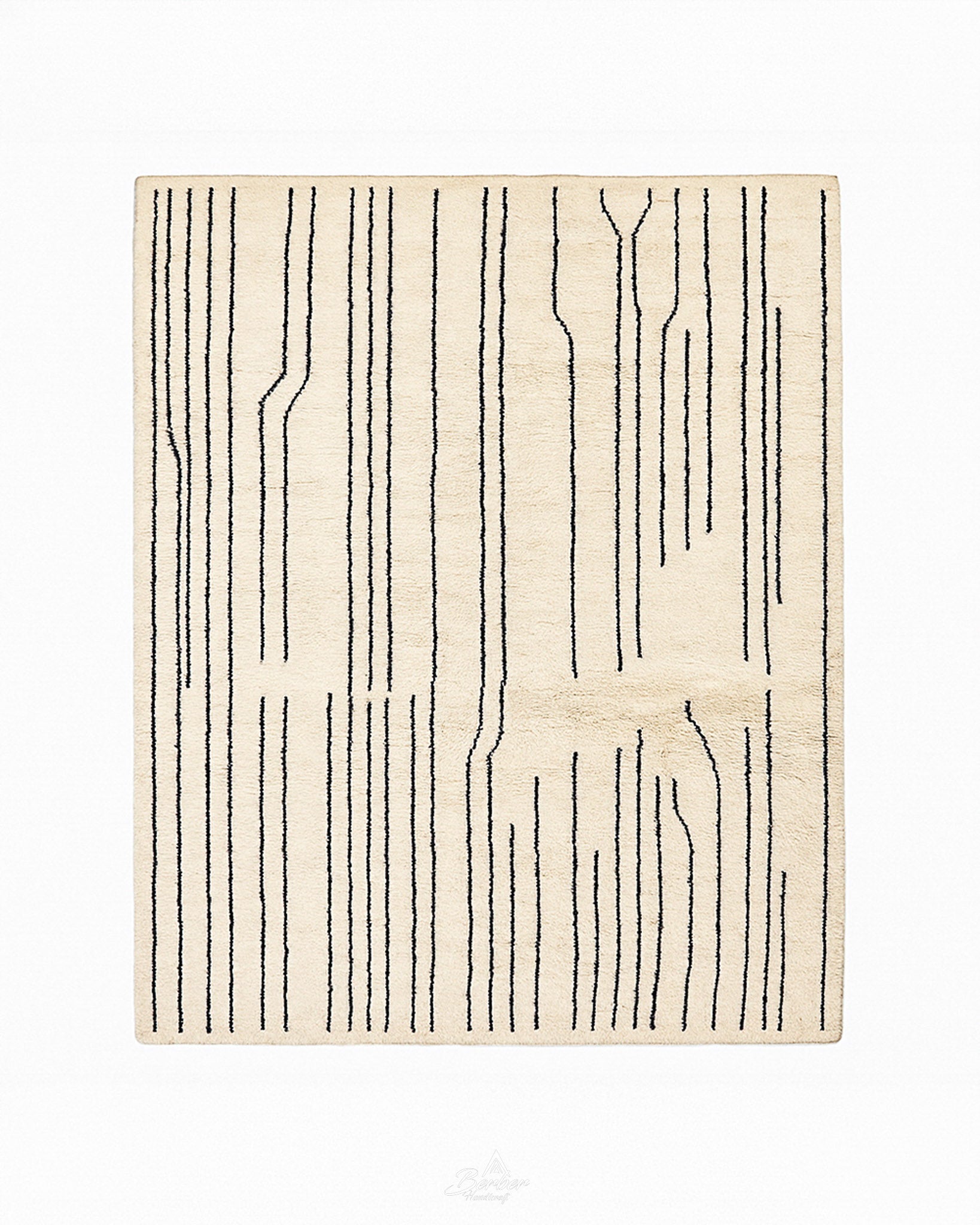 Black and White Striped Moroccan Rug 3 X 5 Ft | 90 X 150 Cm / With Tassels / Short (0.4” / 1 cm)