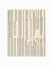 Black and White Striped Moroccan Rug 3 X 5 Ft | 90 X 150 Cm / With Tassels / Short (0.4” / 1 cm)