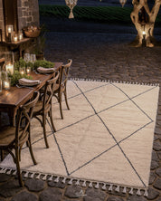 Trellis Beni Ourain Rug 3 X 5 Ft | 90 X 150 Cm / With Tassels / Short (0.4” / 1 cm)