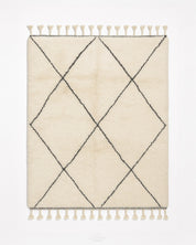 Trellis Beni Ourain Rug 3 X 5 Ft | 90 X 150 Cm / With Tassels / Short (0.4” / 1 cm)