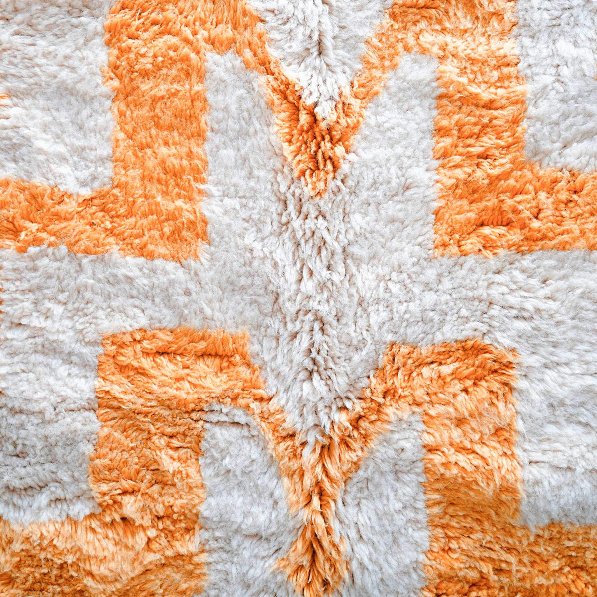 Orange and White Patterned Rug - Berber Handicraft