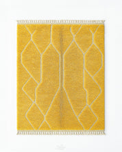Yellow Beni Ourain Rug 3 X 5 Ft | 90 X 150 Cm / With Tassels / Short (0.4” / 1 cm)