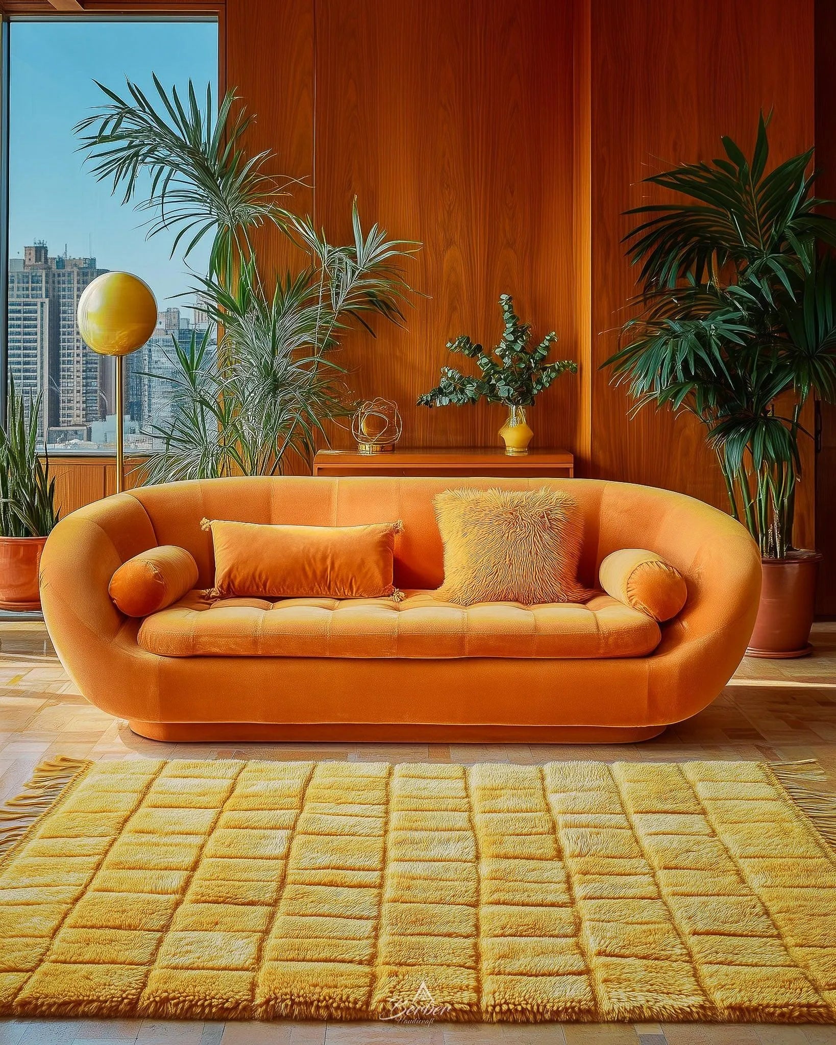 Yellow Berber Rug 3 X 5 Ft | 90 X 150 Cm / With Tassels / Short (0.4” / 1 cm)